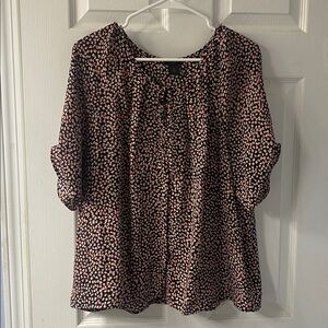 Ann Taylor Black and Orange Patterned Blouse